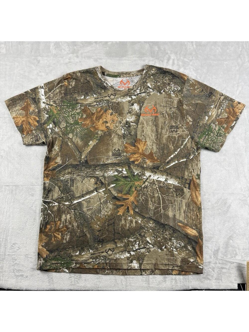 Realtree Edge Camo Hunting T-Shirt Orange Logo Outdoors Men XL Cotton Summer Y2K